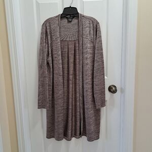 Michel Studio Long Cardigan Mauve Purple Black Heathered Mix Silky Women's 2X